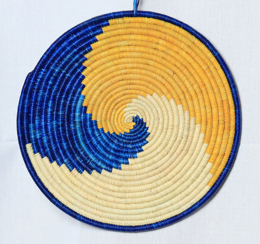 Buheesi 15- Handwoven raffia wall decor hanging - 12 inches.