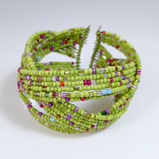 Green & Royal Blue Beaded Bracelet